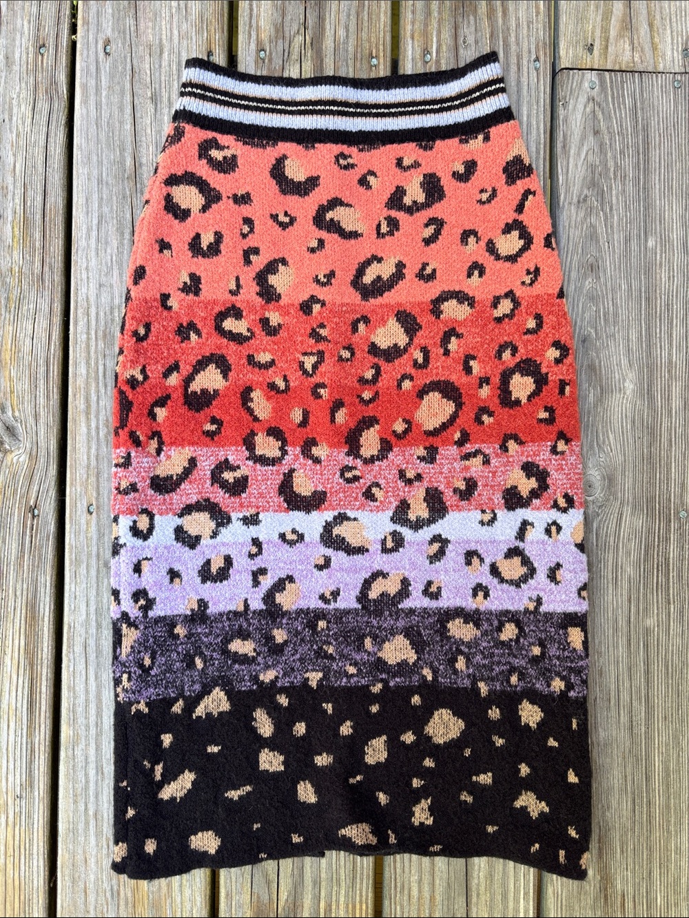 ANTHROPOLOGIE | MAEVE Playful Leopard Print Sweater Knit Pencil Skirt | Size XS